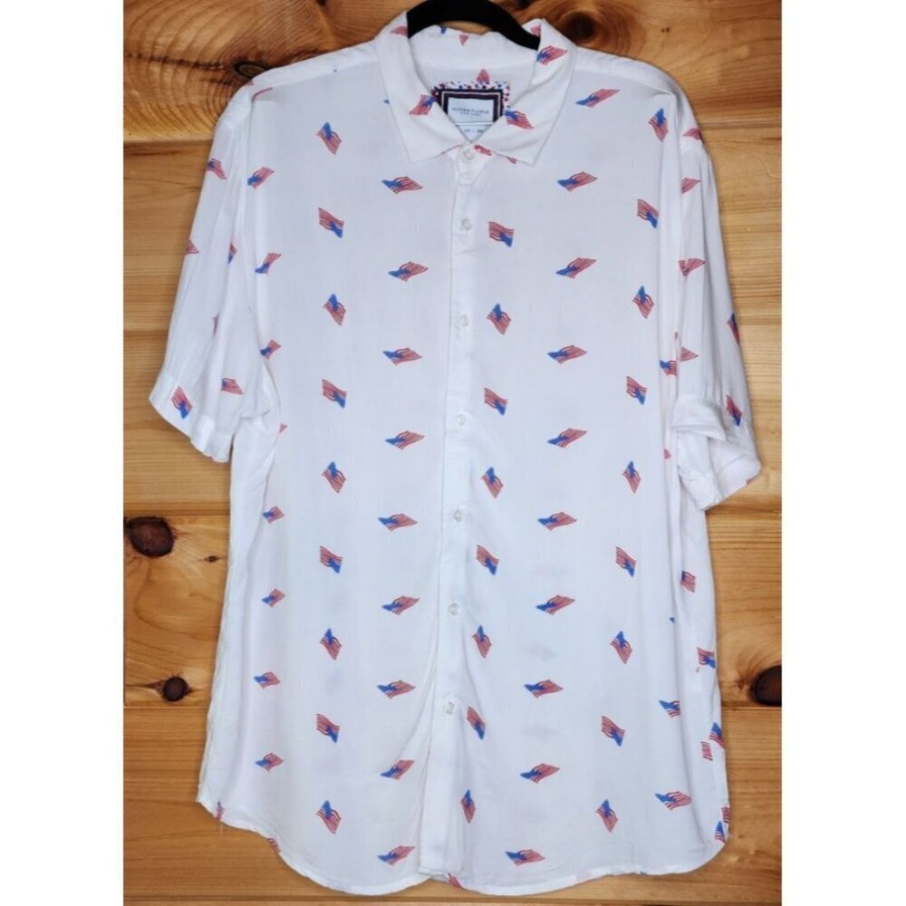 Denim & Flower “Sustainable Liberty” Patriotic Flag Button Shirt Large